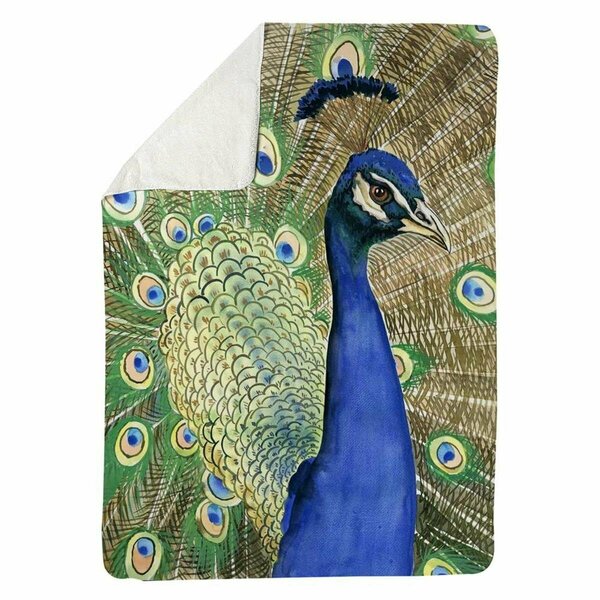 Begin Home Decor 60 x 80 in. Peacock-Sherpa Fleece Blanket 5545-6080-AN505